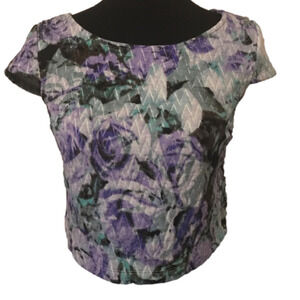 Crop top, floral Blue, Purple, green Jessica Simpson flowers Small cap sleeve